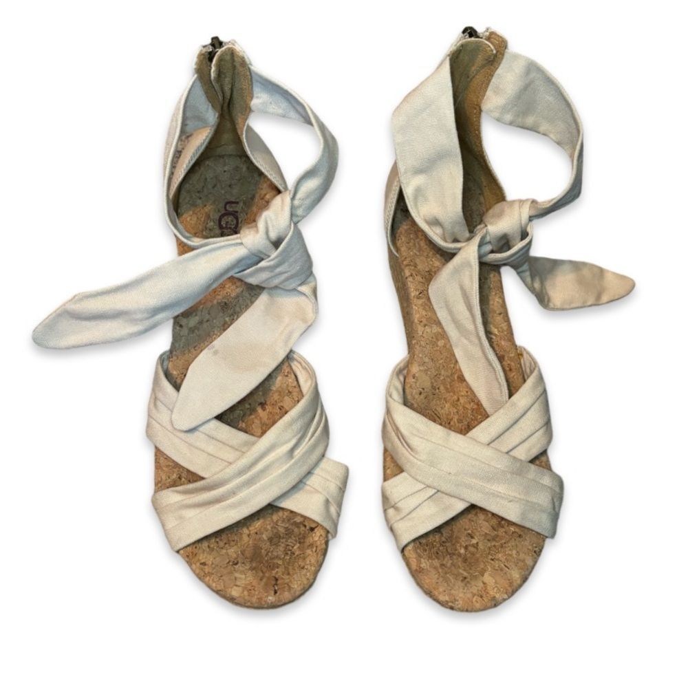 UGG | Linen Wedge Sandals | Size 8